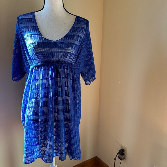 The Secret Pine Other - **MEARA* Blue Sheer Tie-Waist Fashion Swim Cover Size XL